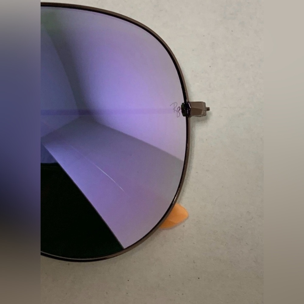 Ray-Ban Aviator Sunglasses RB3025 58mm Bronze Frame & Purple Green Lenses Unisex - Picture 6 of 13